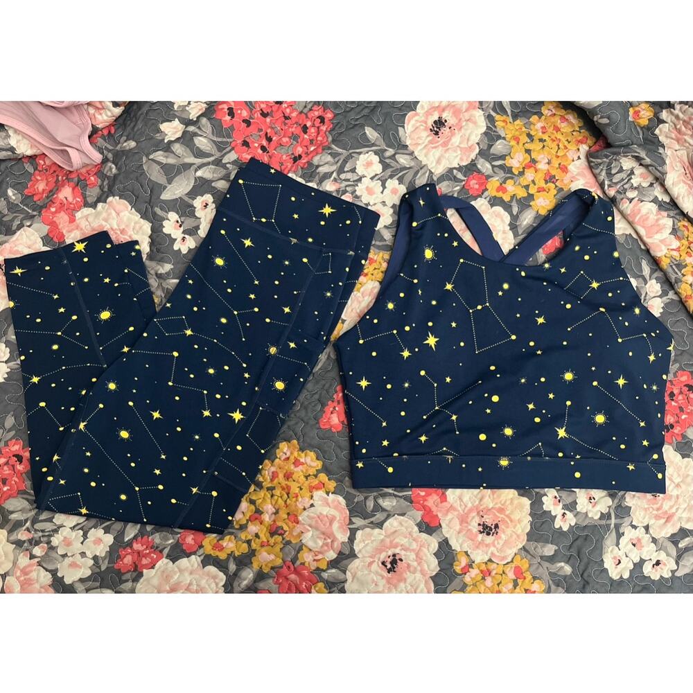 Women’s POPFIT Constellation Star Sports Bra and Legging Matching Set size 1x/2x